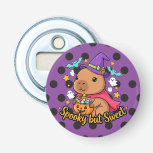 Grijsig maar Schattig Capybara Heks Halloween Button Flesopener