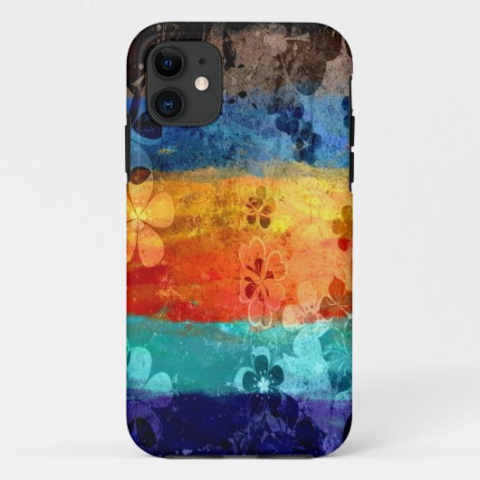 grijskleurig floreel patroon Case-Mate iPhone case (Achterkant)
