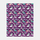 Grijskleurige Corgi in Space paars Fleece Deken (Voorkant)