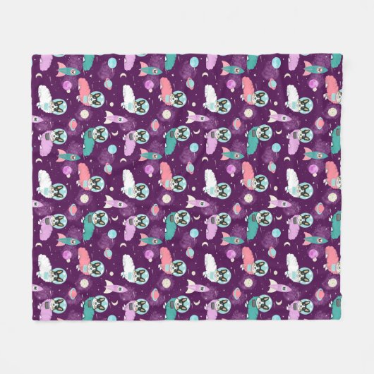 Grijskleurige Corgi in Space paars Fleece Deken (Voorkant (Horizontaal))