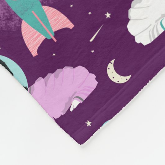 Grijskleurige Corgi in Space paars Fleece Deken (Hoek)
