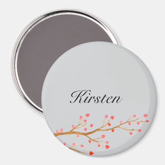 Grijsrode hartenboom magneet (Voorkant / Achterkant)