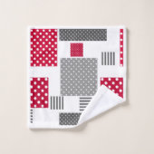 Grijsrode stip patchwork op witte achtergrond bad handdoek (Wasdoekje)