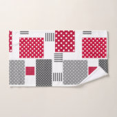 Grijsrode stip patchwork op witte achtergrond bad handdoek (Handdoek)