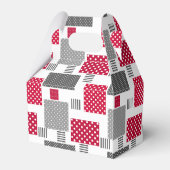 Grijsrode stip patchwork op witte achtergrond bedankdoosjes (Achterkant)