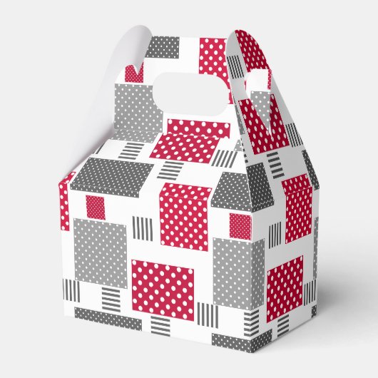 Grijsrode stip patchwork op witte achtergrond bedankdoosjes (Voorkant Zijde)