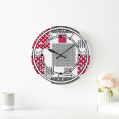 Grijsrode stip patchwork op witte achtergrond grote klok (Huis)