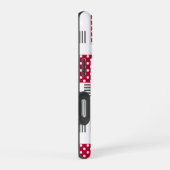 Grijsrode stip patchwork op witte achtergrond iPhone hoesje (Rechterkant)