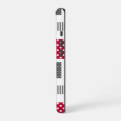 Grijsrode stip patchwork op witte achtergrond iPhone hoesje (Linkerkant)