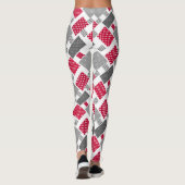 Grijsrode stip patchwork op witte achtergrond leggings (Achterkant)