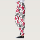 Grijsrode stip patchwork op witte achtergrond leggings (Links)