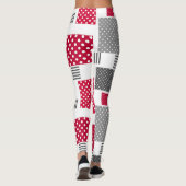 Grijsrode stip patchwork op witte achtergrond leggings (Achterkant)