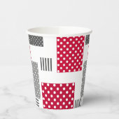 Grijsrode stip patchwork op witte achtergrond papieren bekers (Links)