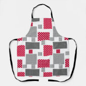 Grijsrode stip patchwork op witte achtergrond schort (Voorkant)