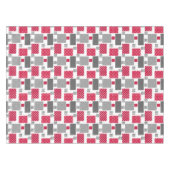 Grijsrode stip patchwork op witte achtergrond tafelkleed (Voorkant (Horizontaal))