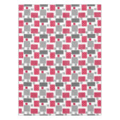 Grijsrode stip patchwork op witte achtergrond tafelkleed (Voorkant)