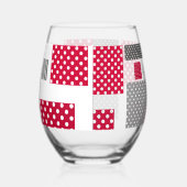 Grijsrode stip patchwork op witte achtergrond wijnglas zonder voet (Rechts)