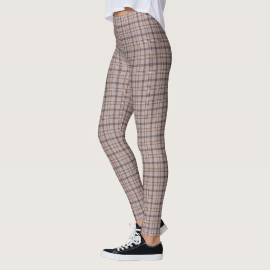 Grijsroze ruit klassiek patroon leggings (Links)