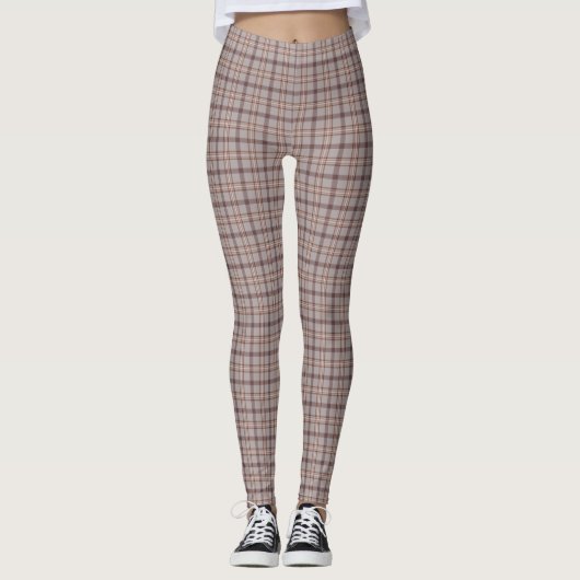 Grijsroze ruit klassiek patroon leggings (Voorkant)