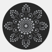 Grijsschaal Floral Mandala Sjabloon Ronde Sticker (Voorkant)