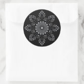 Grijsschaal Floral Mandala Sjabloon Ronde Sticker (Tas)