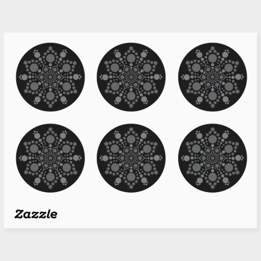 Grijsschaal Mandala Dot Art Sjabloon Ronde Sticker (Vel)