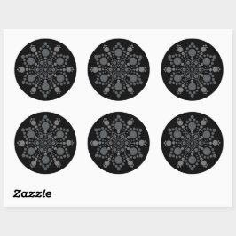 Grijsschaal Mandala Dot Art Sjabloon Ronde Sticker