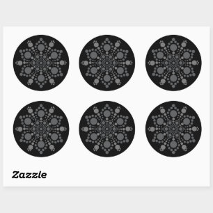 Grijsschaal Mandala Dot Art Sjabloon Ronde Sticker