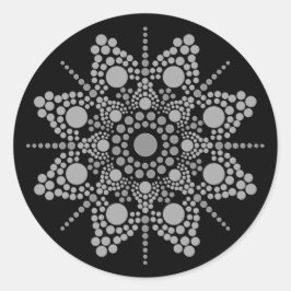 Grijsschaal Mandala Dot Art Sjabloon Ronde Sticker