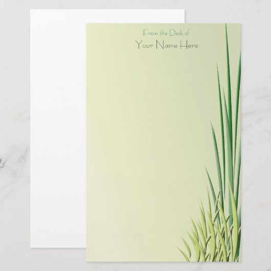 Grijsschaduw over groene grasgrens briefpapier (Voorkant / Achterkant)