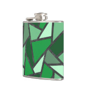 Grijsschaduw van groen gekleurd glas heupfles (Links)