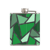 Grijsschaduw van groen gekleurd glas heupfles (Achterkant)