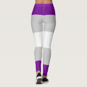 GrijsSeksuele Vlag Paarse Grijs Wit Gestreept LGBT Leggings (Achterkant)
