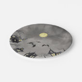 Grijsstad waterverf Halloween papieren bord (Gekanteld)