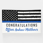 Grijsveeg van de Thin Blue Line Police Academy Spandoek (Horizontaal)