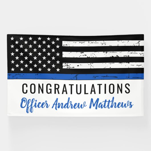 Grijsveeg van de Thin Blue Line Police Academy Spandoek (Horizontaal)