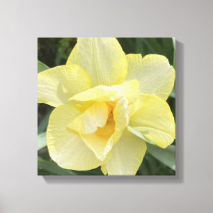 grijsvooréén dag Geel bloemmotief Canvas Afdruk