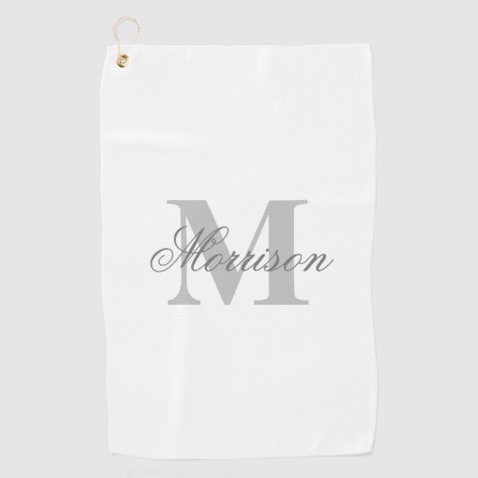 Grijswaarde Geschreven Monogram Golfhanddoek (Voorkant)