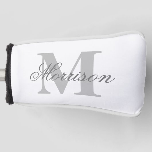 Grijswaarde Geschreven Monogram Golfheadcover (Voorkant)