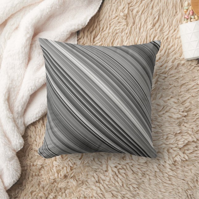 Grijswaarden Grey Stripe and Plaid Kussen (Deken)