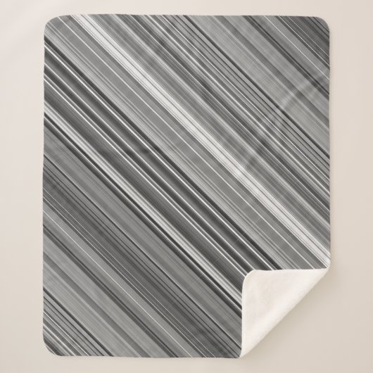 Grijswaarden grijze streep sherpa deken (Voorkant)