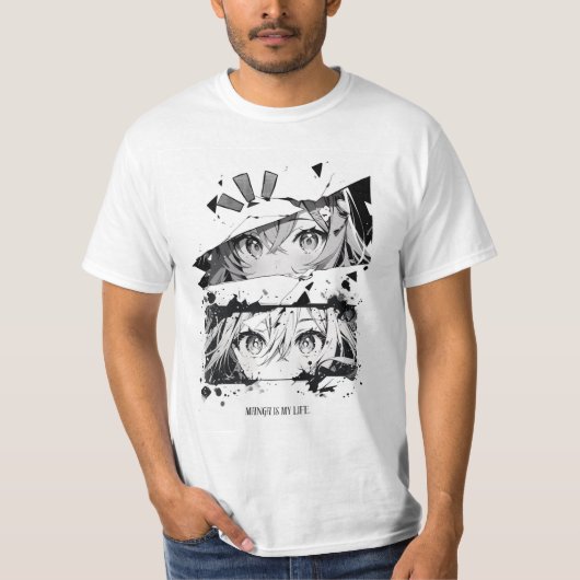 Grijswaarden manga T-shirt (Voorkant)