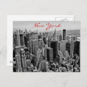Grijswaarden Red Script New York City Night Post K Briefkaart (Voorkant / Achterkant)
