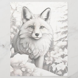 Grijswaardenkleurplaat - Winter Fox in Snow