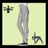 Grijswaardenmodern minimalistisch patroon en tekst leggings