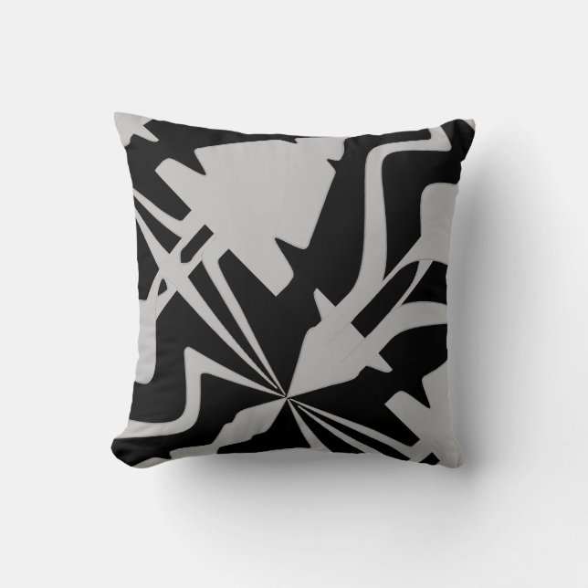 Grijswitte diagonale grote Abstracte geluidsgolf Kussen (Voorkant)