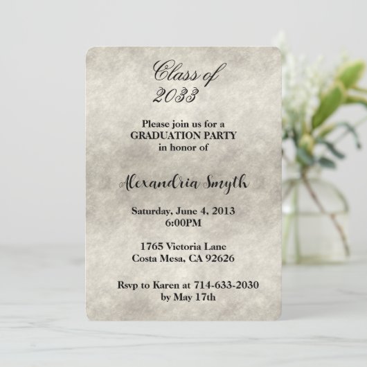 Grijswitte rook Afstuderen uw foto Kaart (Staand voorkant)