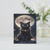 Grijszwarte Kat Halloween Behang — 2025 Nacht! Feestdagenkaart (Staand voorkant)