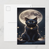 Grijszwarte Kat Halloween Behang — 2025 Nacht! Feestdagenkaart (Voorkant / Achterkant)