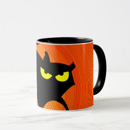 Grijszwarte Kat Halloween Mok
